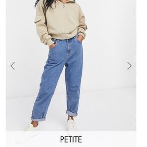 NWT ASOS Pull&Bear Petite Elastic Waist Mom Jeans